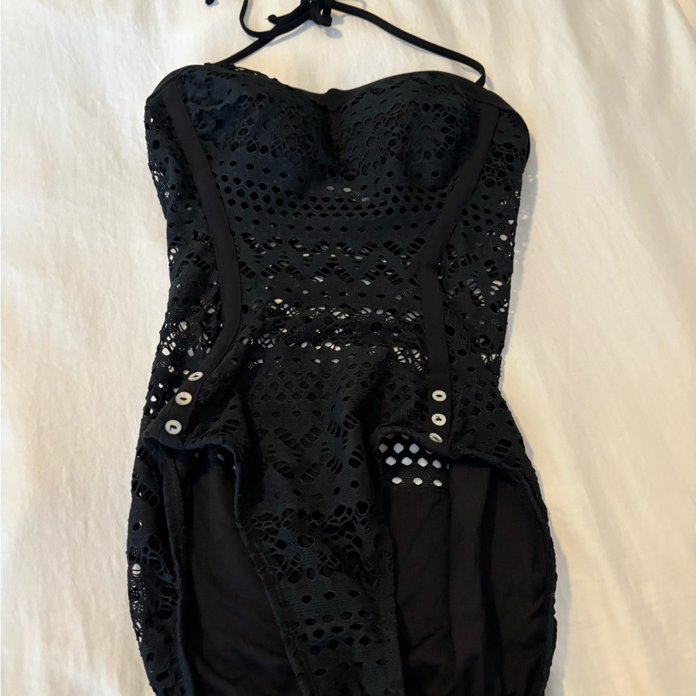 Robin Piccone Crochet One-Piece Swimsuit